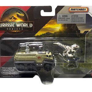 Matchbox Jurassic World Rebirth VELOCIRAPTOR BLUE+ATROCIRAPTOR Capture Truck